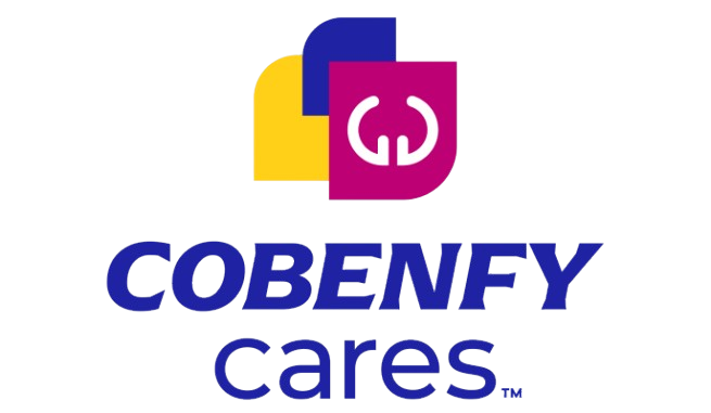Logo for COBENFY CARES, a support program for patients with schizophrenia